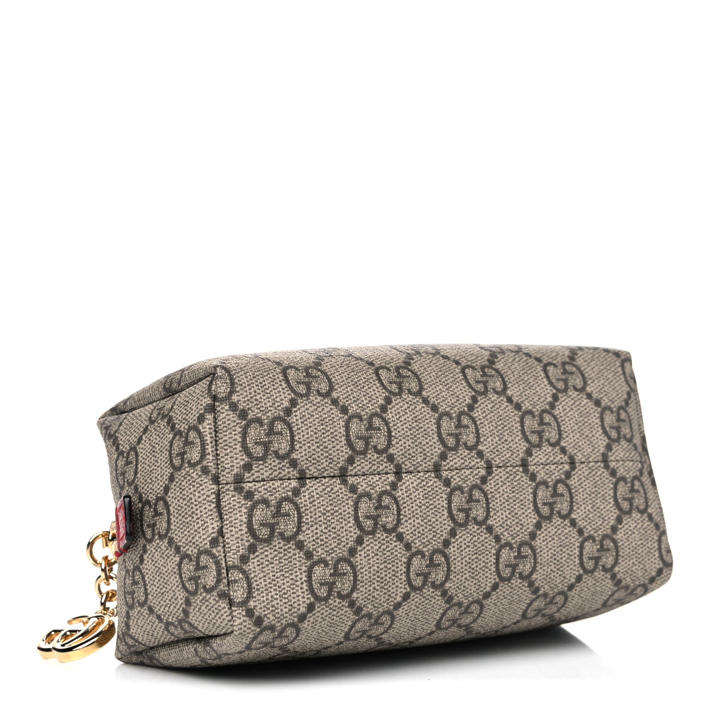Soft GG Supreme Monogram Calfskin Small Ophidia Cosmetic Case Beige Ebony Hibiscus Red