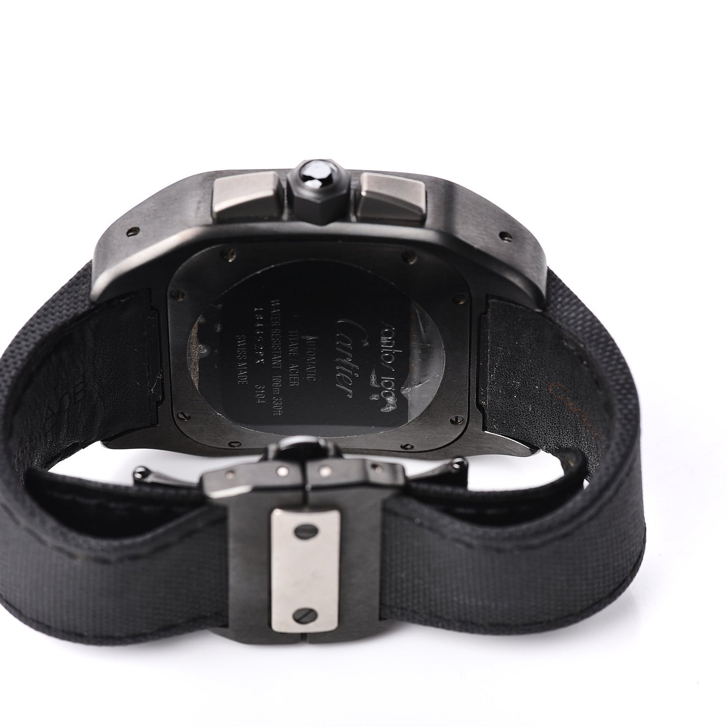 ADLC Titanium Nylon 41mm Santos 100 Chronograph Automatic Watch Black
