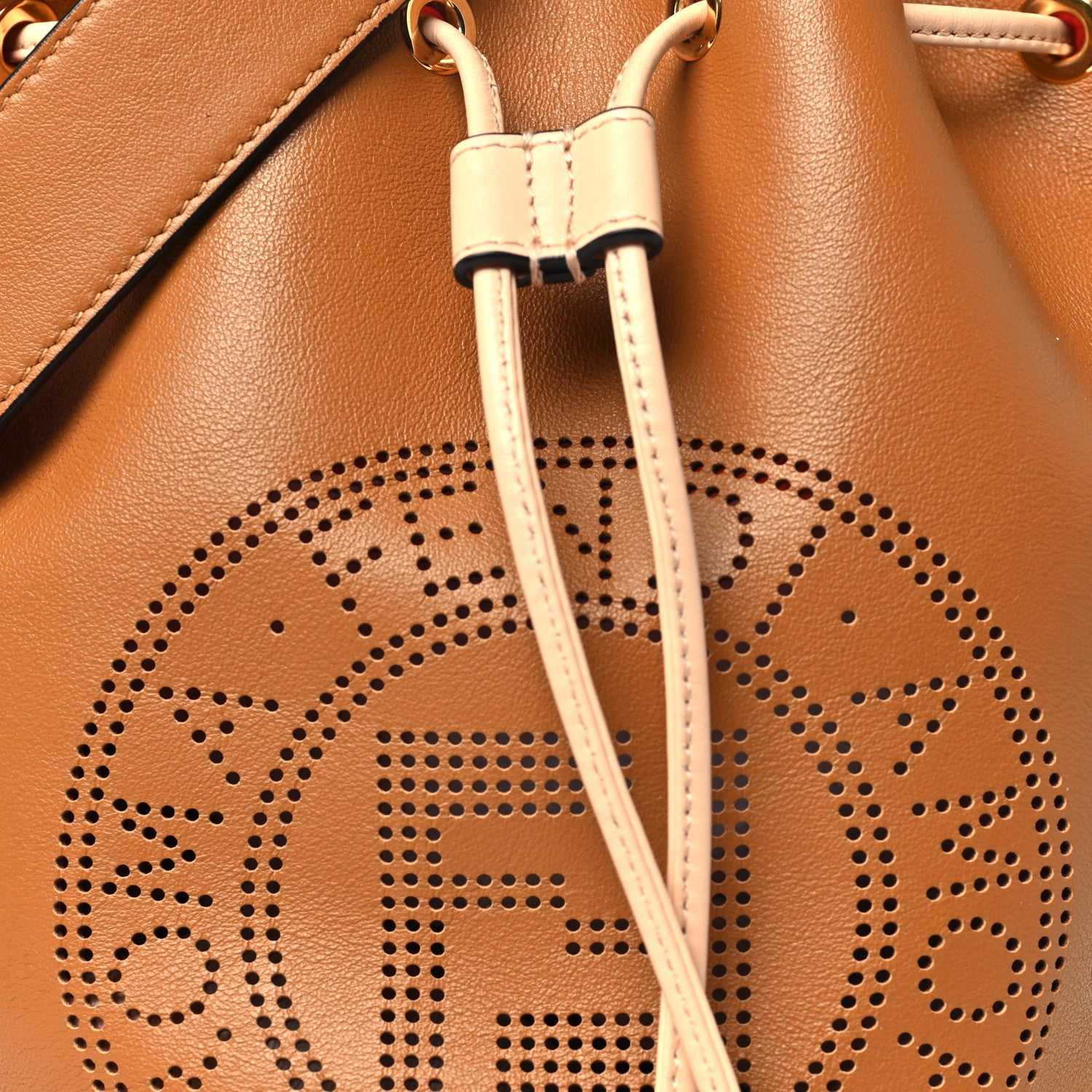 Fendi Vitello Grace F is Fendi Stamp Patch Perforated Small Mon Tresor Bucket Bag Nocciola 7 of 9