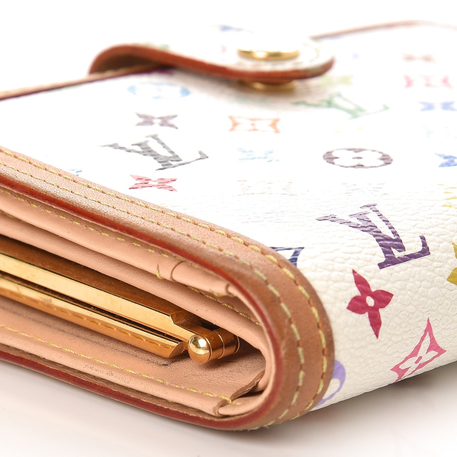 Louis Vuitton Monogram Multicolor French Purse Wallet White 10 of 10