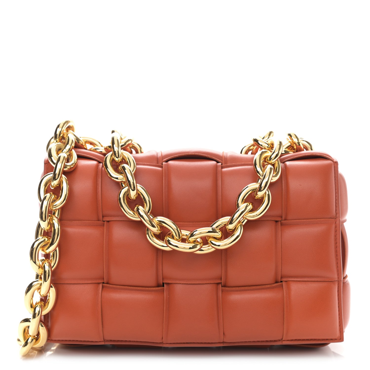 Bottega Veneta Lambskin Maxi Intreccio Padded Chain Cassette Crossbody Bag Maple 1 of 10