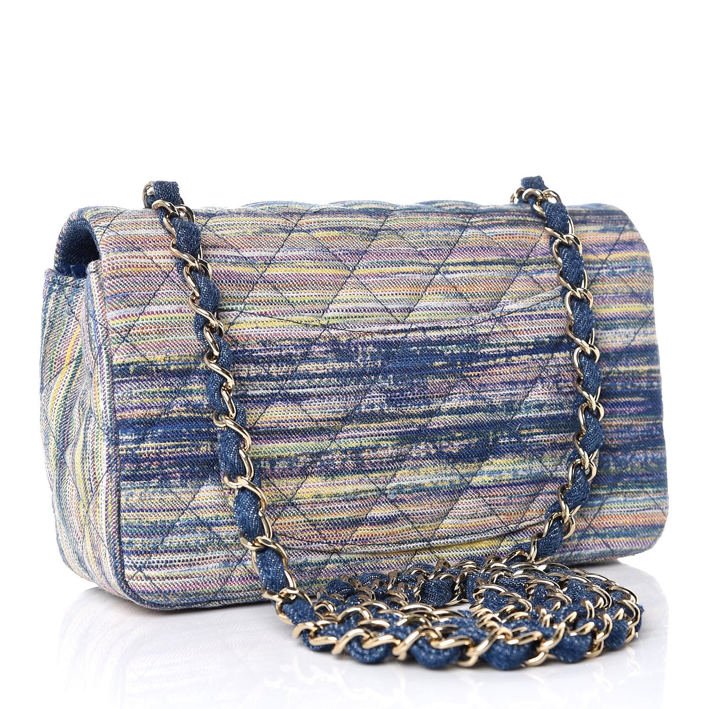Striated Quilted Classics in Fabrics Mini Rectangular Flap Blue