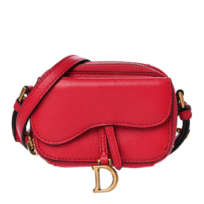 Christian Dior Goatskin Mini Saddle Shoulder Strap Pouch Red 1 of 9
