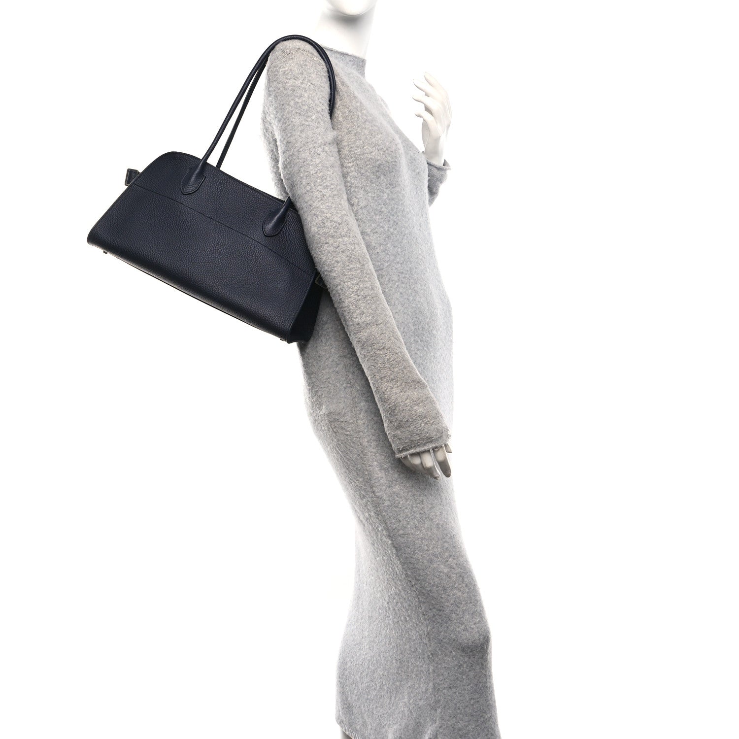 The Row Matte Grained Calfskin Margaux Shoulder 12 Marine 2 of 9