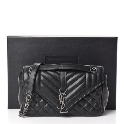Saint Laurent Sheepskin Tri-Quilt Monogram Medium Soft Envelope Bag Black 13 of 13