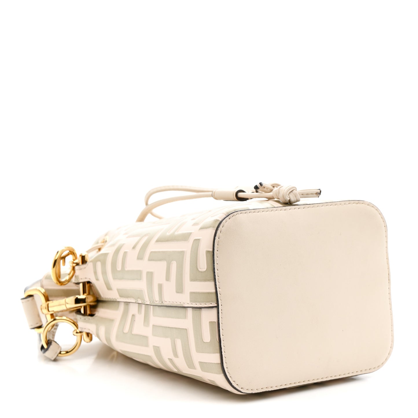 Vitello Liberty F is Fendi Bi-Color FF 1974 Embossed Mini Mon Tresor Bucket Bag Camelia Mandorlo