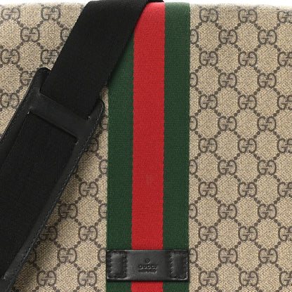 Gucci GG Supreme Monogram Web Flap Messenger Bag Black 8 of 10