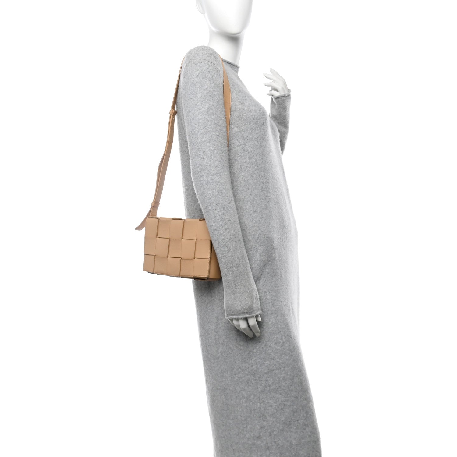 Bottega Veneta Lambskin Maxi Intrecciato Cassette Crossbody Bag Almond 2 of 13