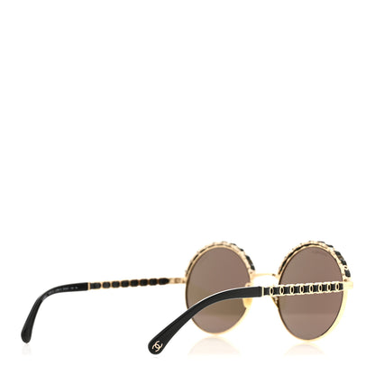 Chanel Metal Calfskin Round Chain Sunglasses 4265-Q Black 4 of 7
