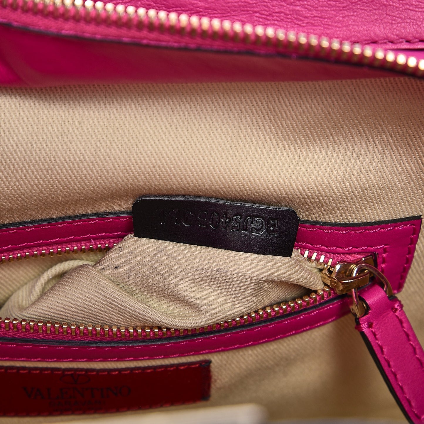 Vitello Small Rockstud Double Handle Tote Fuxia
