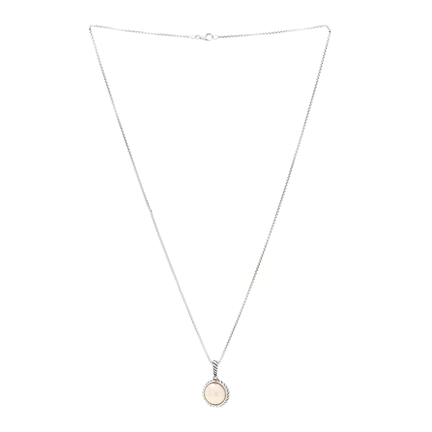 Sterling Silver Pearl Cable Pendant Necklace