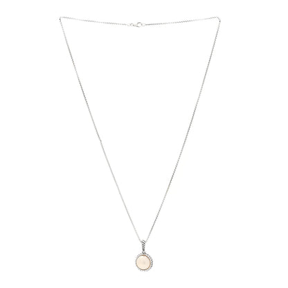 David Yurman Sterling Silver Pearl Cable Pendant Necklace 3 of 4