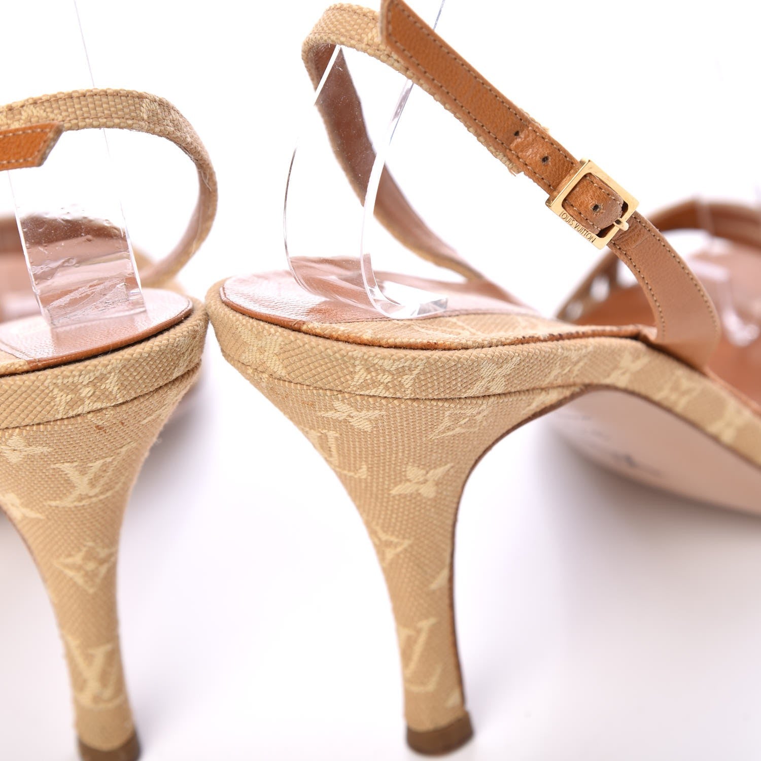 Louis Vuitton Mini Lin Slingback Sandals 37.5 Camel 14 of 16