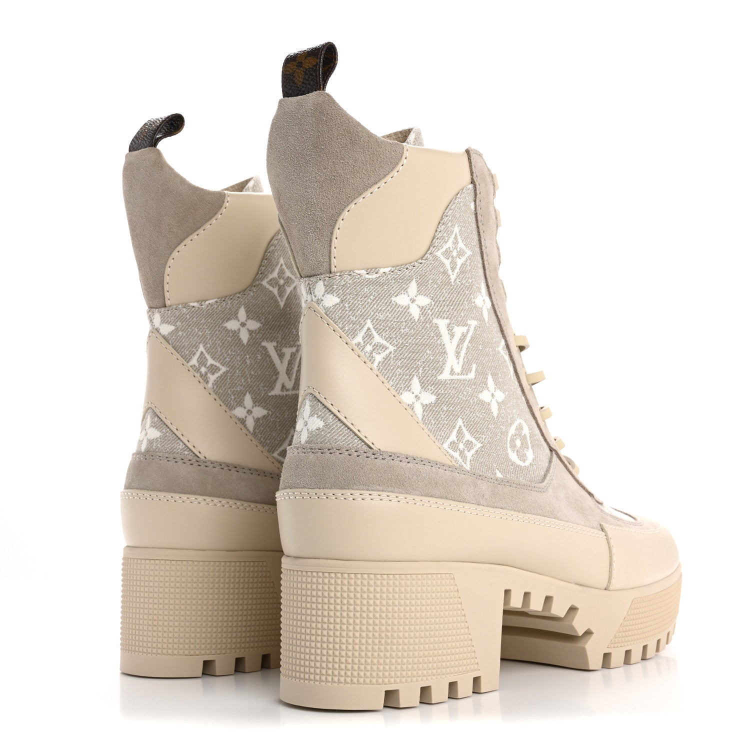 Louis Vuitton Suede Calfskin Laureate Platform Desert Boots 38 Taupe 5 of 9