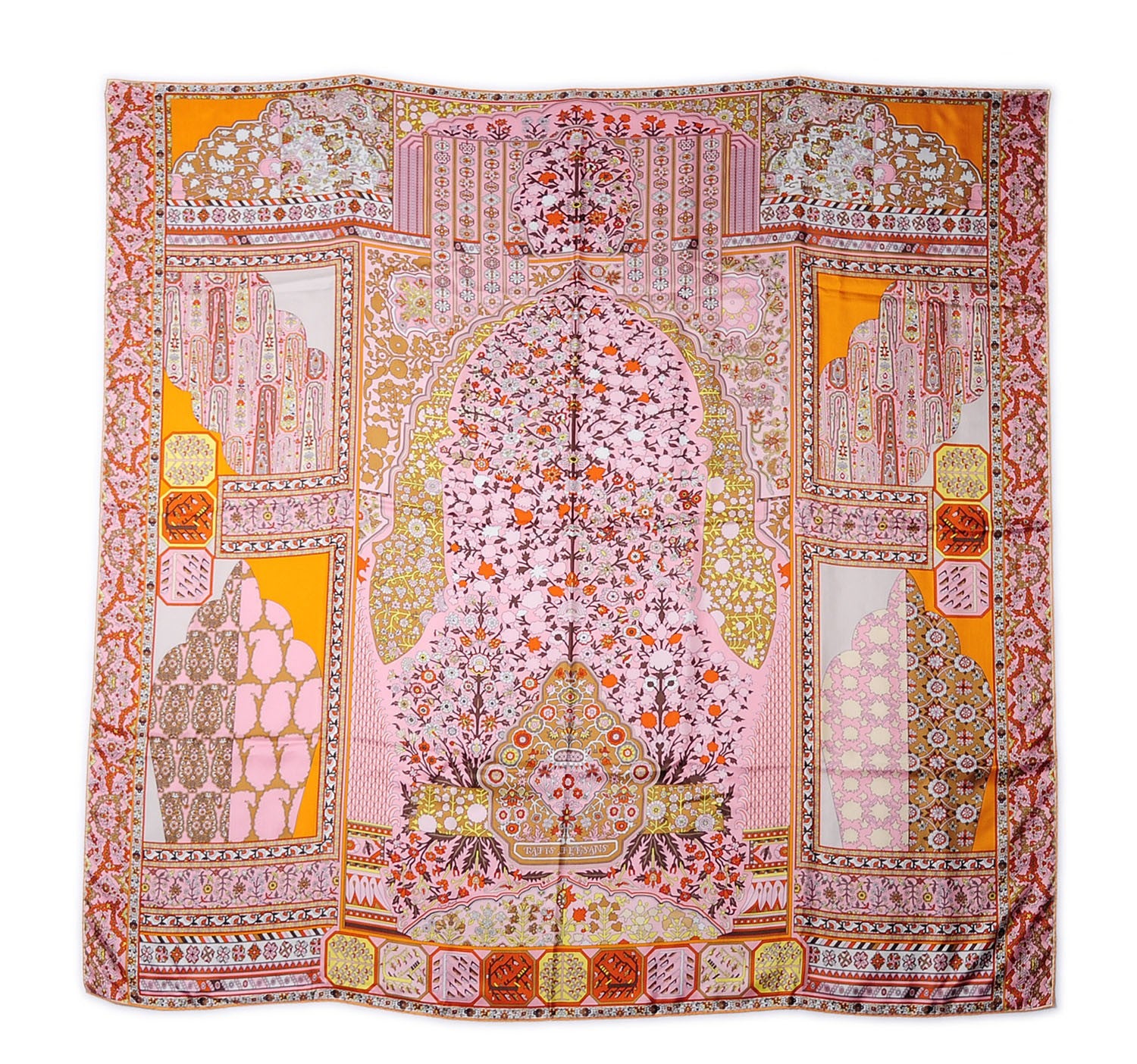 Hermes Twill Tapis Persans Scarf 140 Rose Soleil Beige 2 of 8