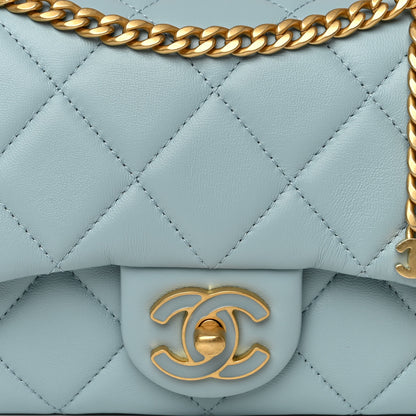 Chanel Lambskin Enamel Quilted Mini Pending CC Square Flap Light Blue 8 of 10
