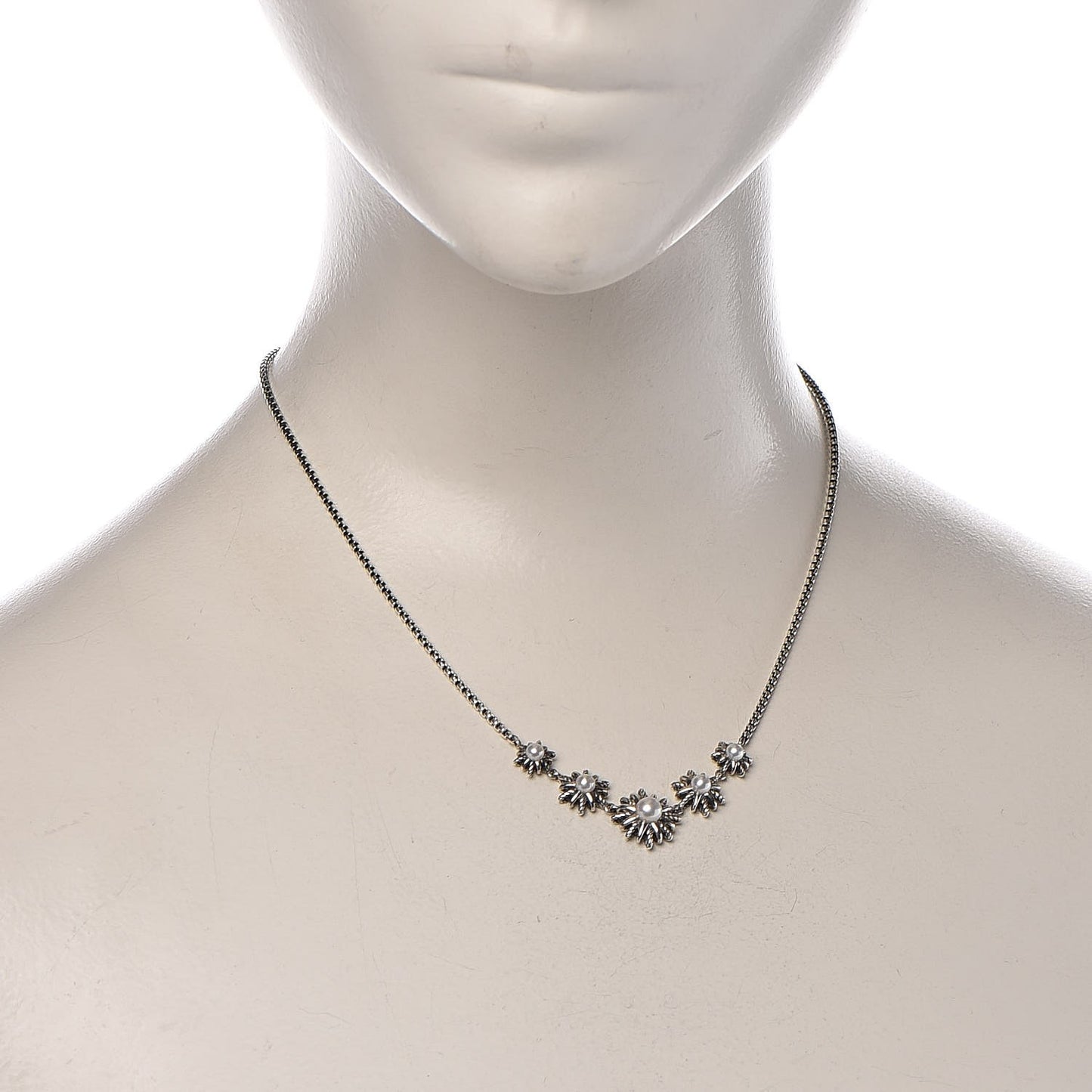 Sterling Silver Pearl Starburst Necklace