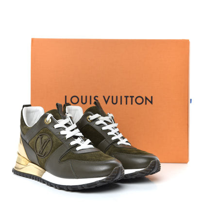 Louis Vuitton Calfskin Suede Run Away Sneakers 37 Kaki 9 of 9
