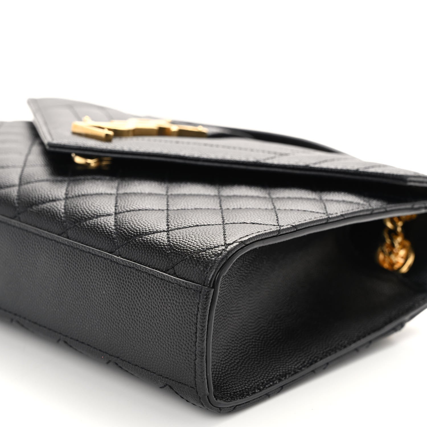 Saint Laurent Grain De Poudre Textured Mixed Matelasse Triquilt Medium Monogram Satchel Black 9 of 10