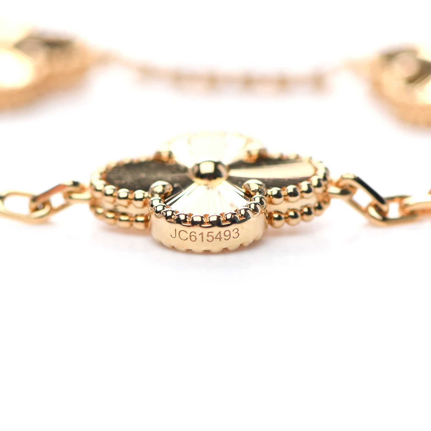 18K Yellow Gold 5 Motifs Guilloche Vintage Alhambra Bracelet