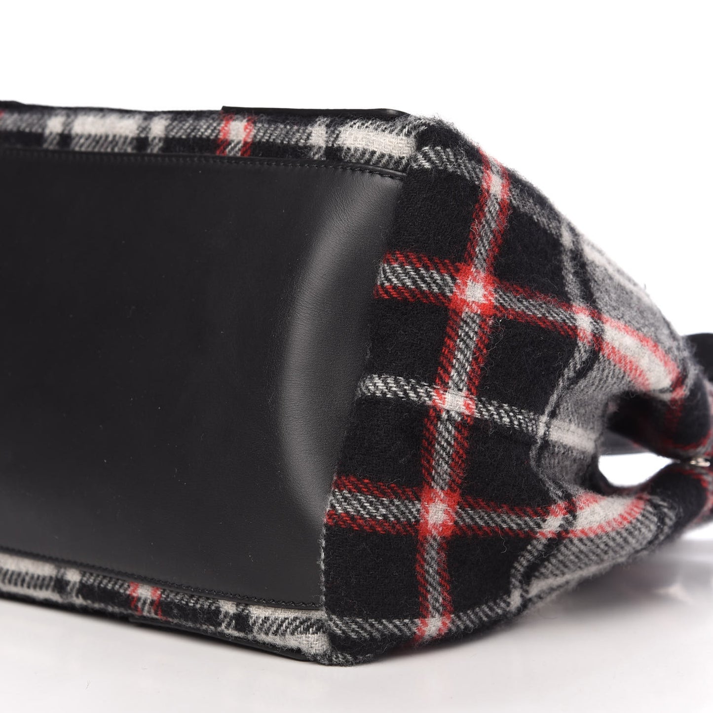 Wool Plaid S Navy Cabas Black Red