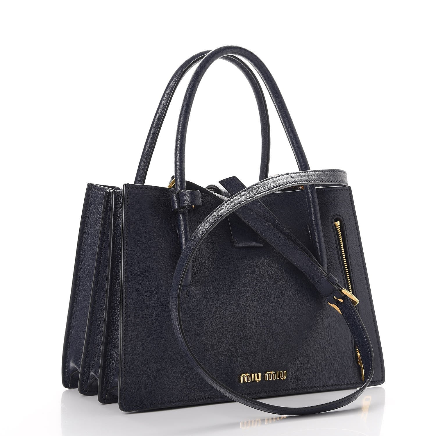 Miu Miu Goatskin Madras Tote Baltico 3 of 11