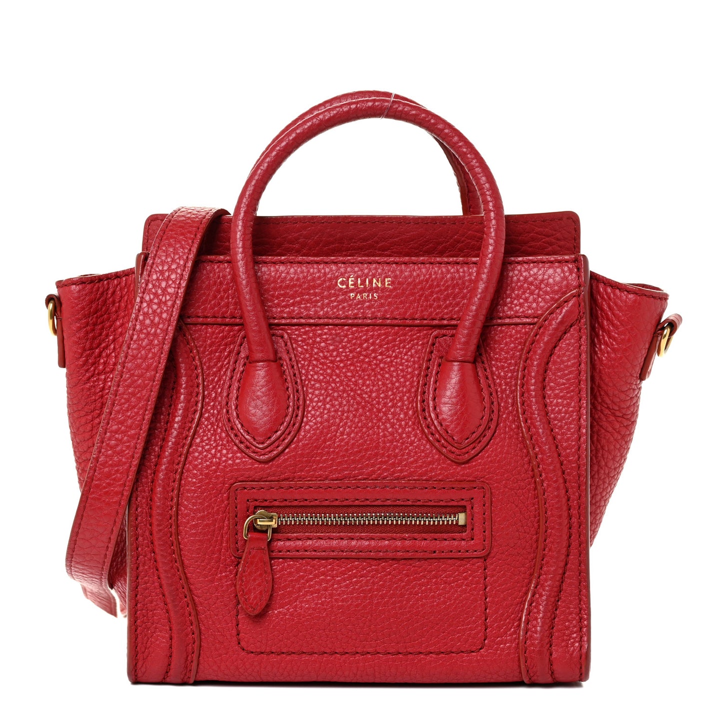 Drummed Calfskin Nano Luggage Red