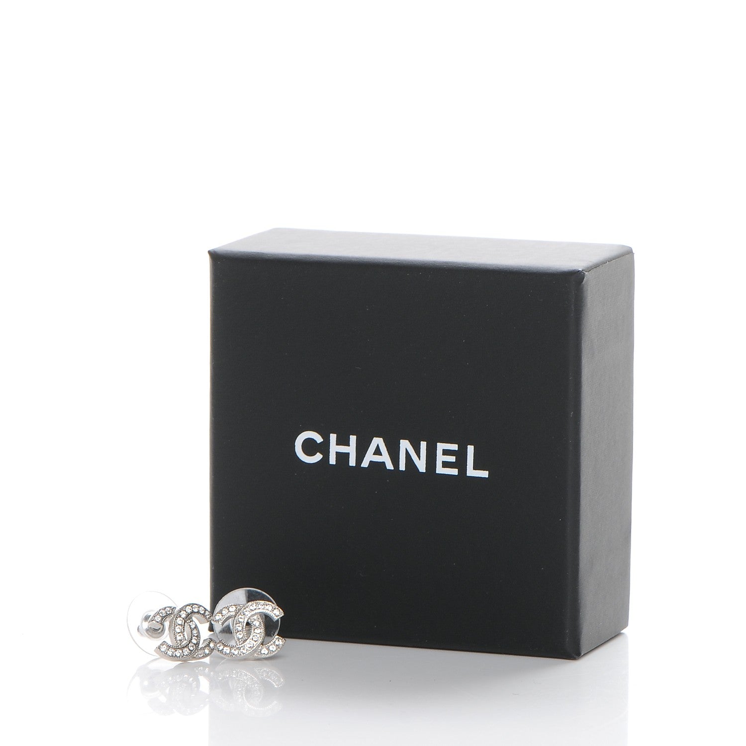 Chanel Crystal CC Earrings Silver 5 of 5