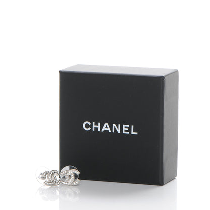 Chanel Crystal CC Earrings Silver 5 of 5