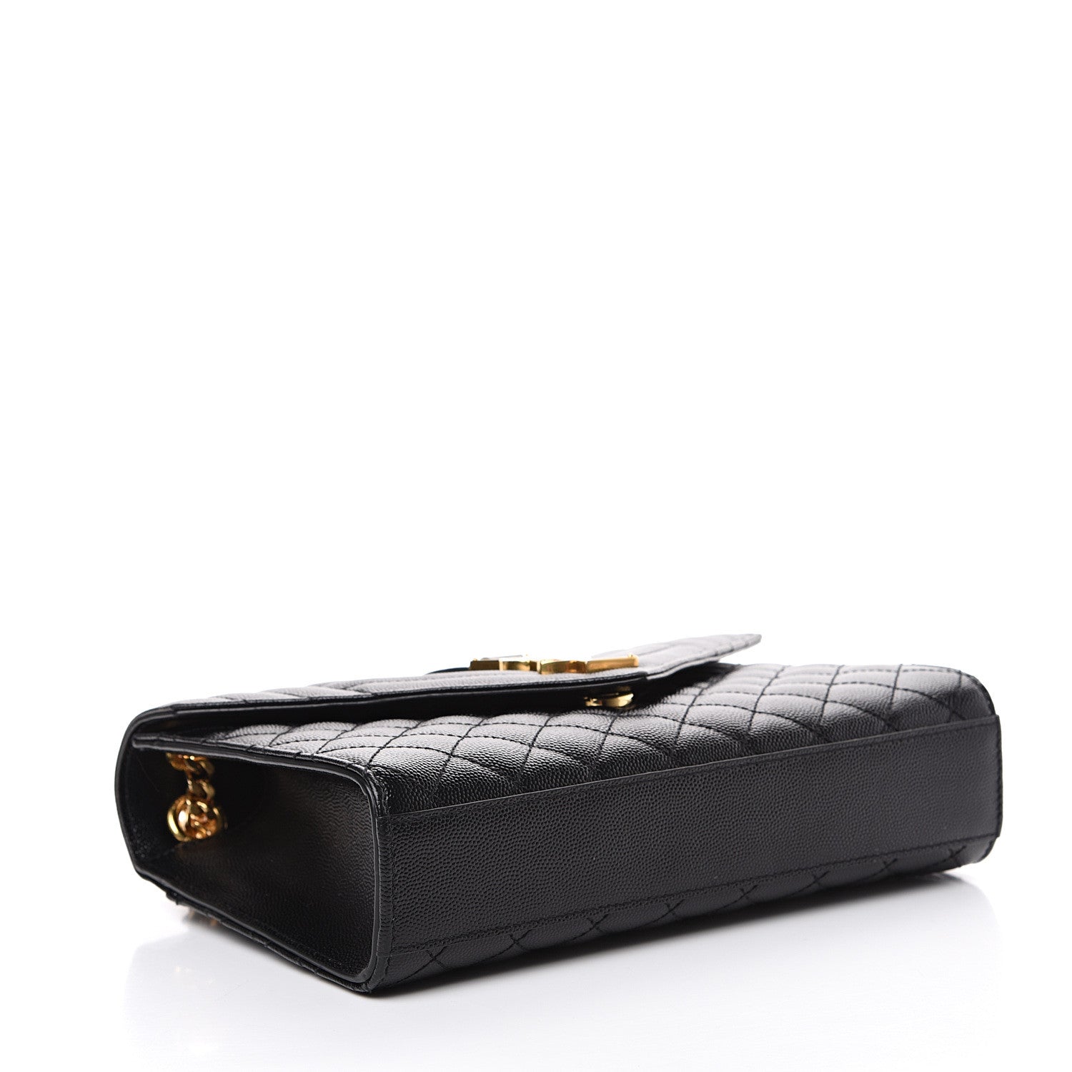 Saint Laurent Grain De Poudre Textured Mixed Matelasse Triquilt Medium Monogram Satchel Black 3 of 9
