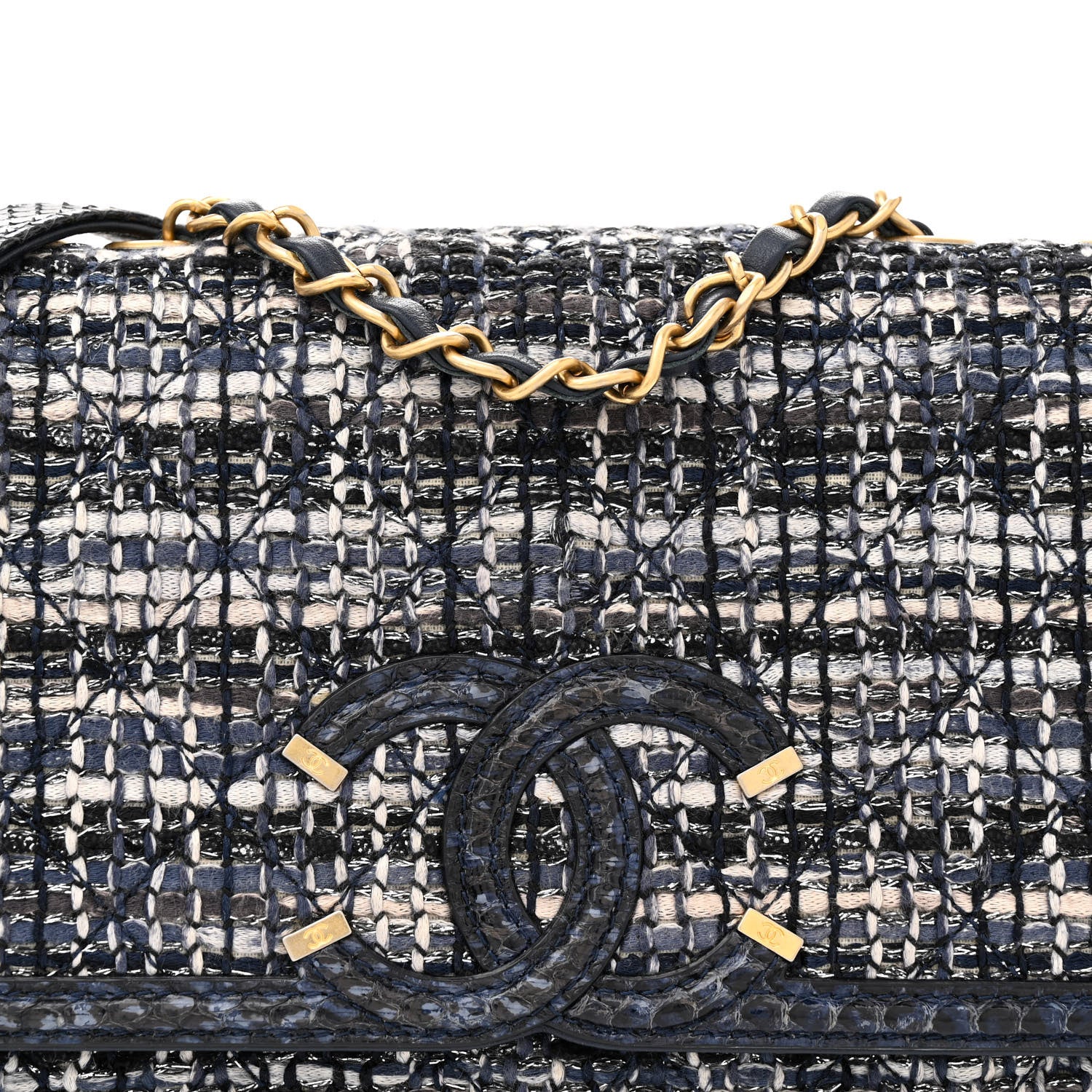 Chanel Tweed Snakeskin Quilted Medium CC Filigree Flap Multicolor 8 of 11