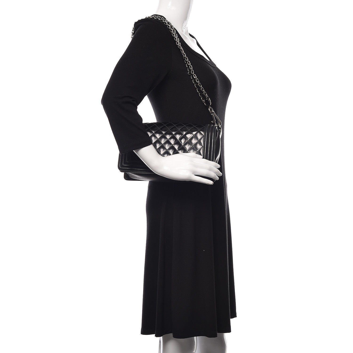 Chanel Glazed Calfskin Quilted Medium Boy Flap Black 3 of 24
