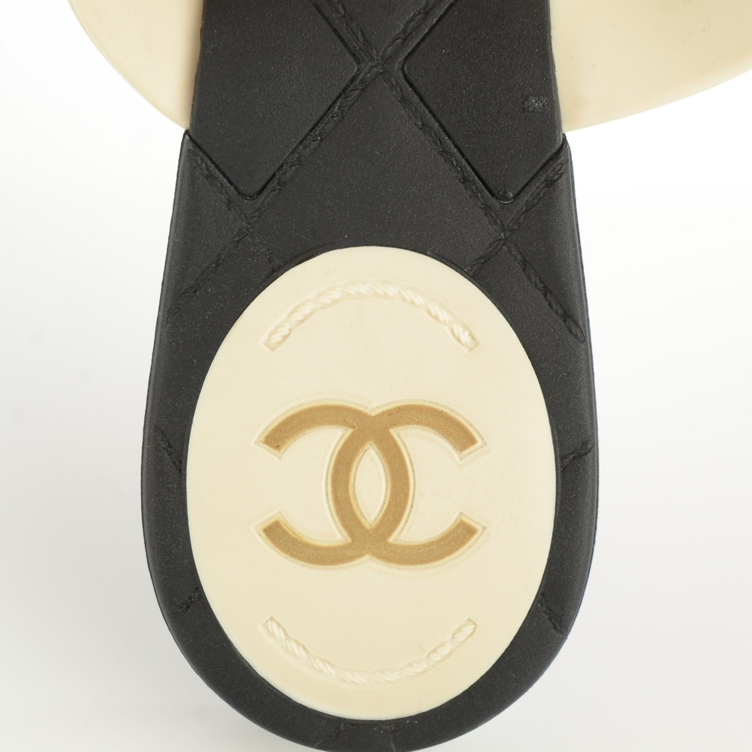 Chanel Jelly Quilted Camellia Thong Sandals 40 Black White 7 of 7
