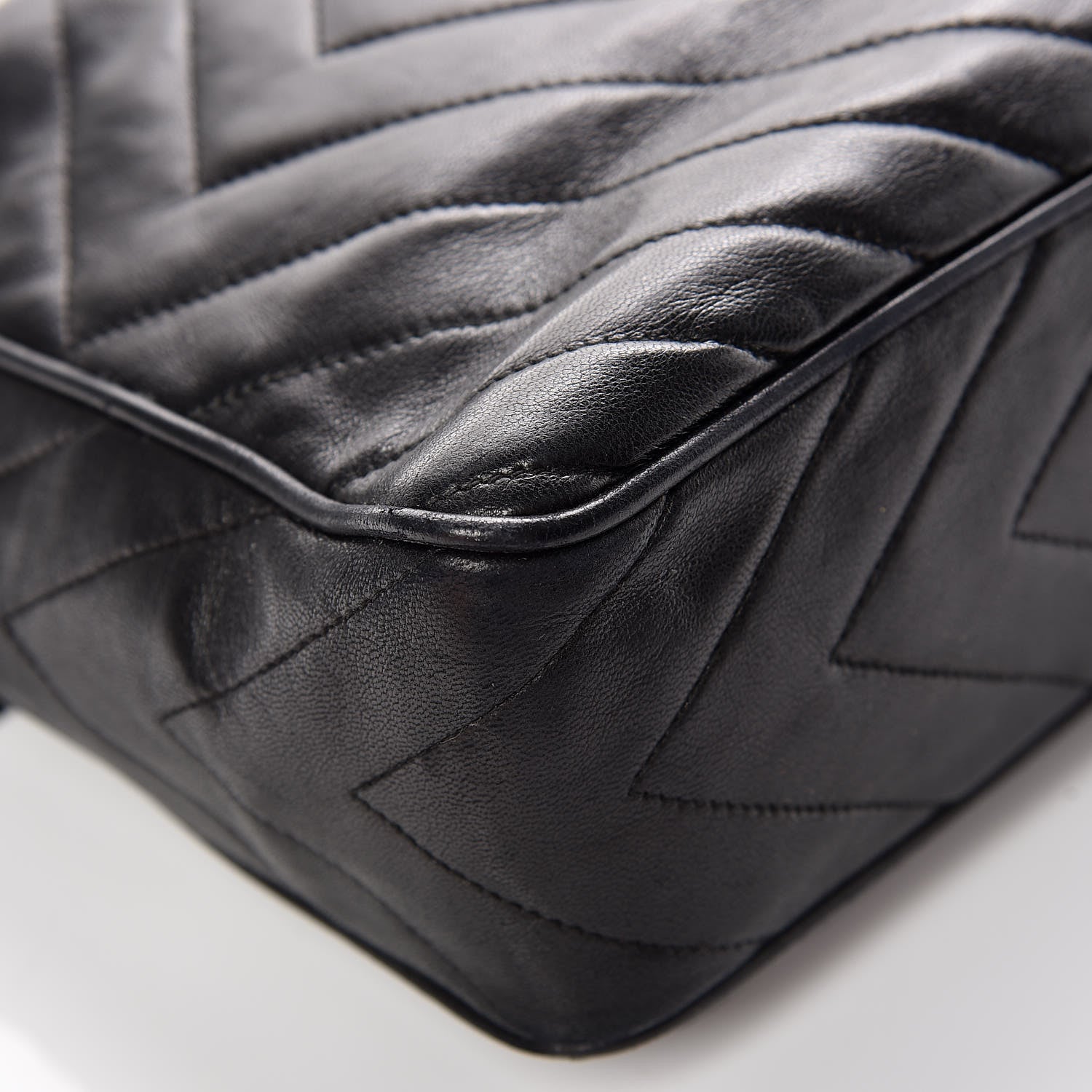 Chanel Lambskin Chevron Quilted Tassel Camera Case Black 12 of 16