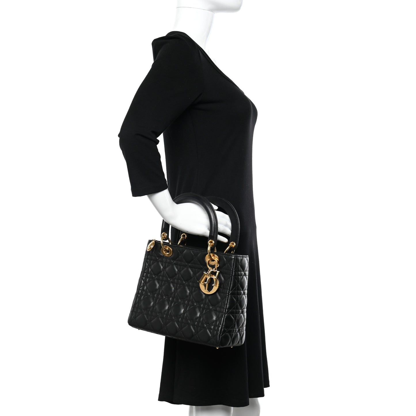 Lambskin Cannage Medium Lady Dior Black