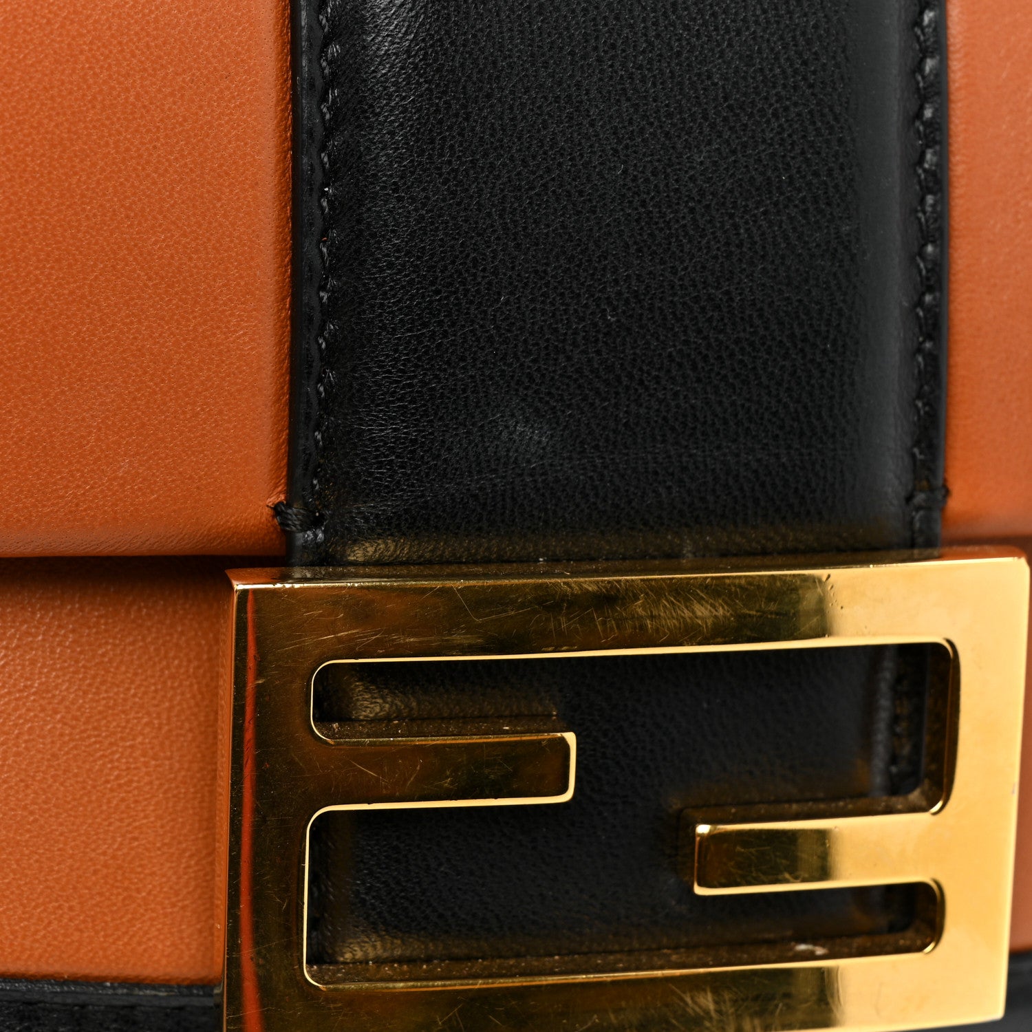 Fendi Nappa Apolo Bi-Color Mini Chain Baguette Brandy Black 9 of 10