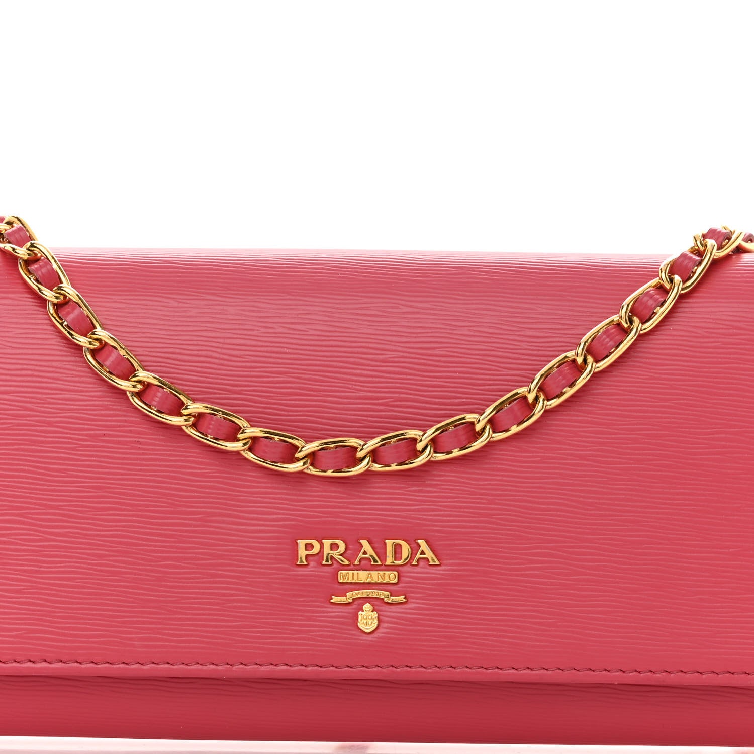 Prada Vitello Move Metal Oro Chain Wallet Peonia 7 of 10