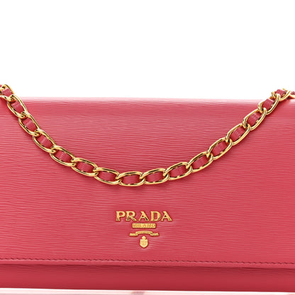Prada Vitello Move Metal Oro Chain Wallet Peonia 7 of 10