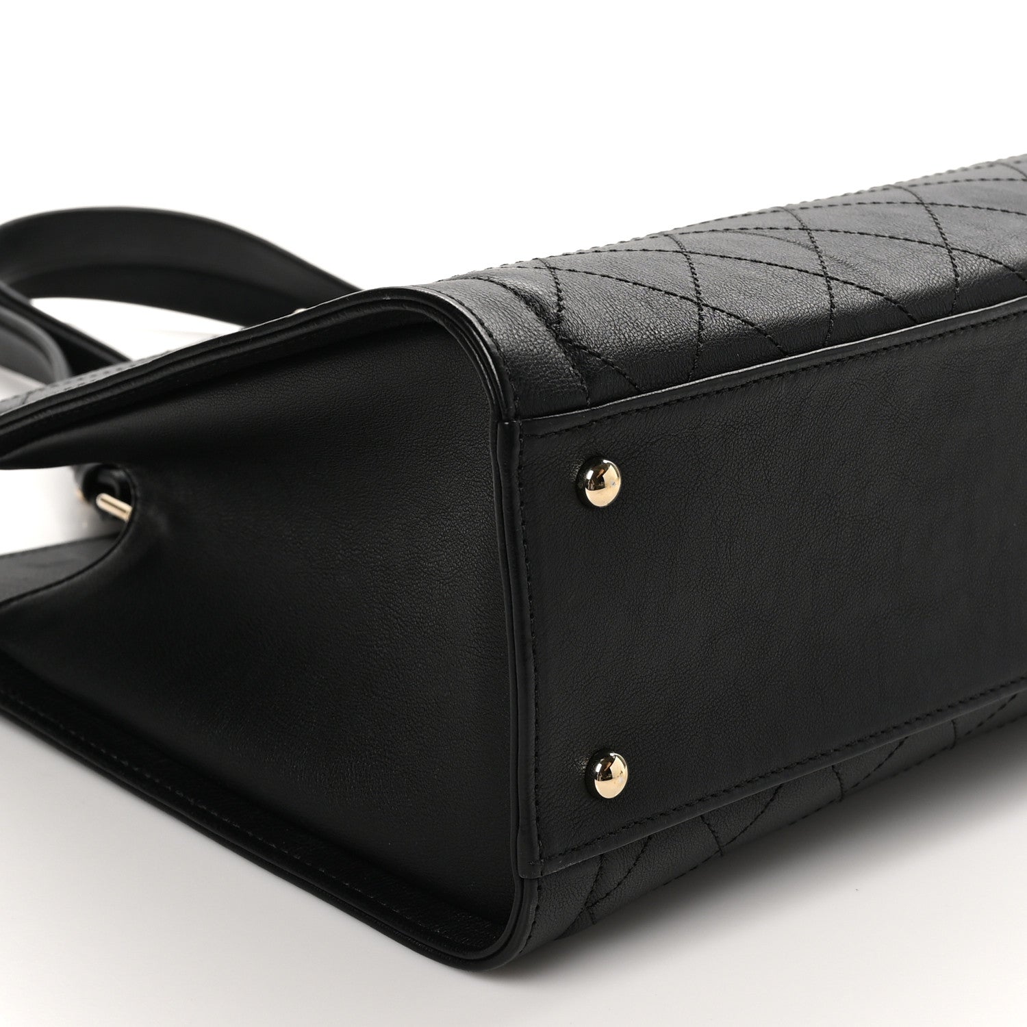 Chanel Grained Calfskin Stitched Large Label Click Shopper Tote Black 9 of 10