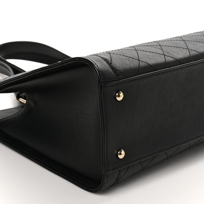 Chanel Grained Calfskin Stitched Large Label Click Shopper Tote Black 9 of 10