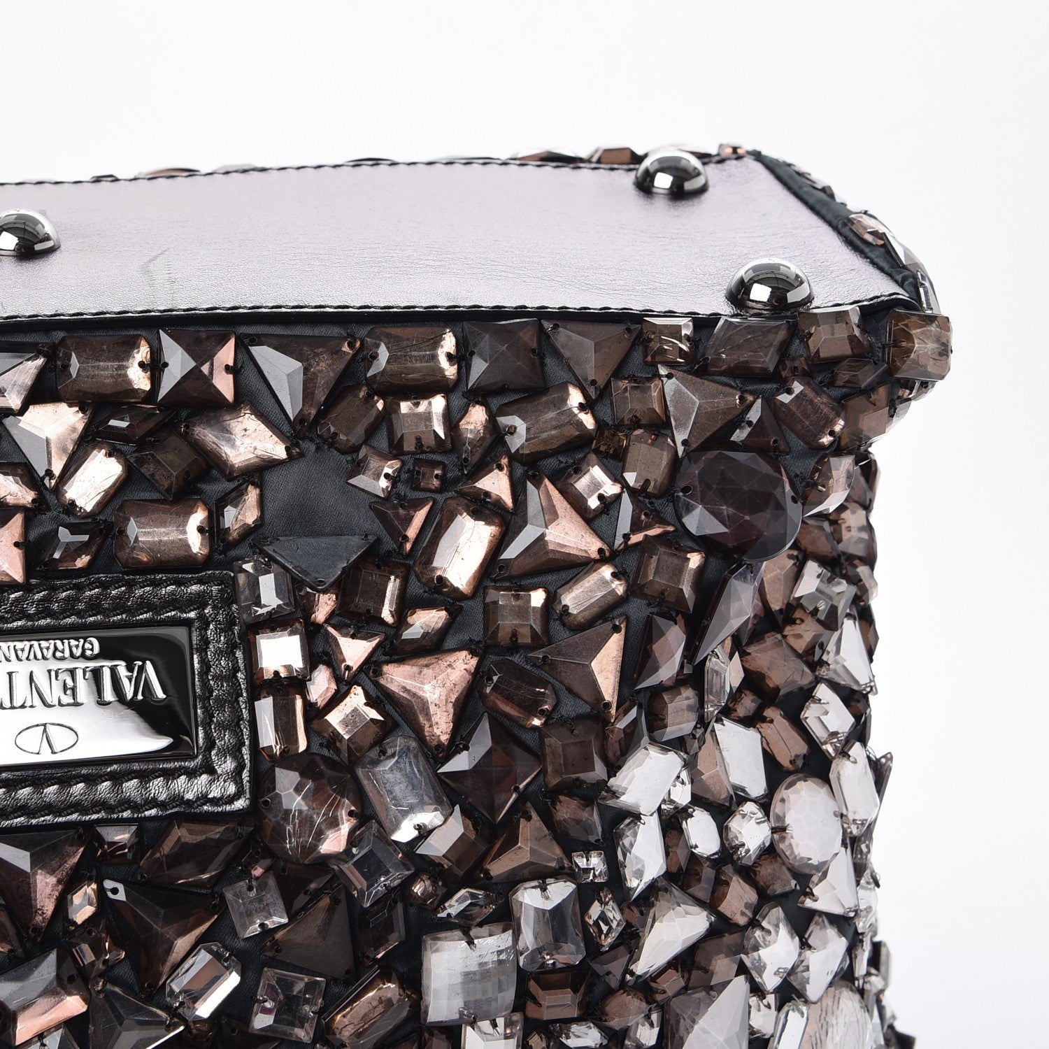 Valentino Garavani Vitello Crystal Ombre Tote Black 12 of 13