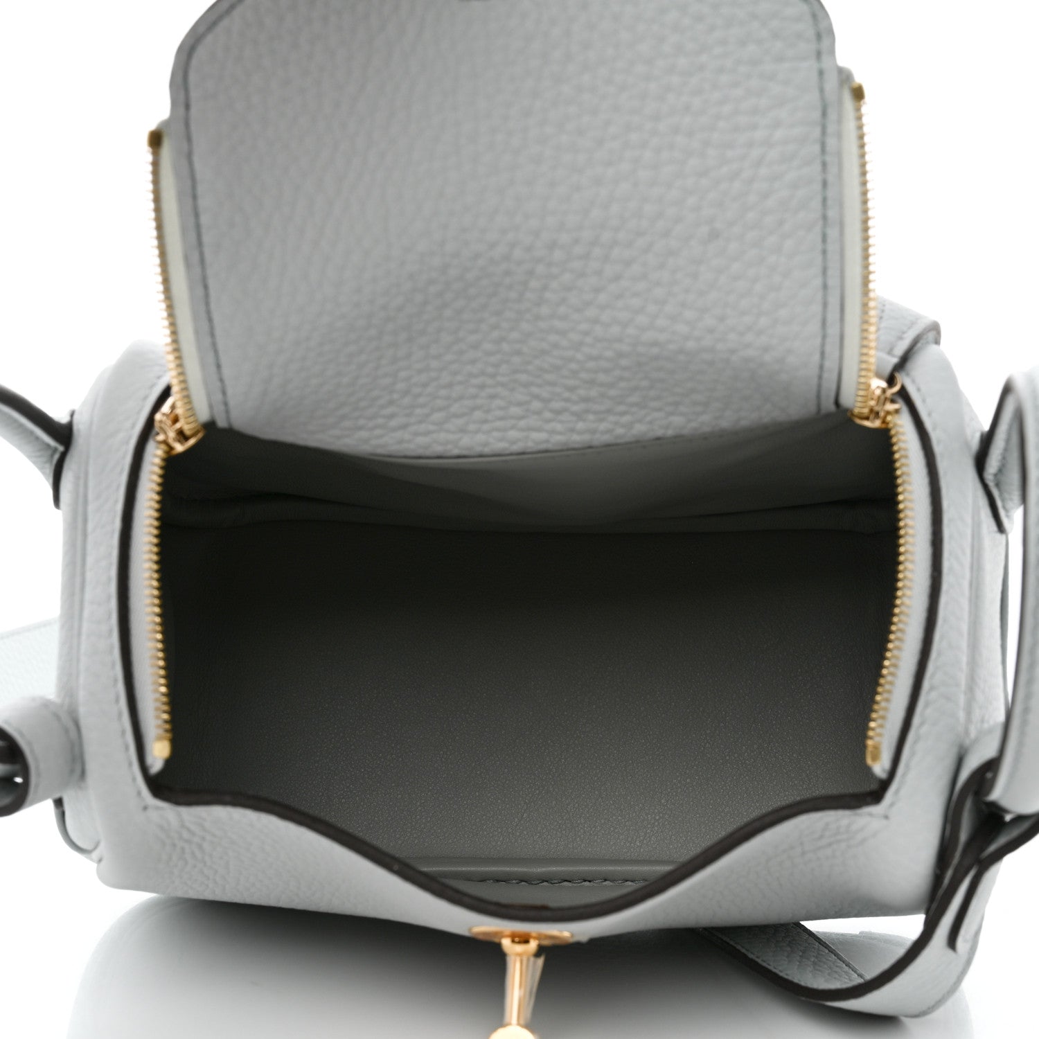 Hermes Taurillon Clemence Mini Lindy 20 Bleu Pale 5 of 11