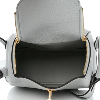 Hermes Taurillon Clemence Mini Lindy 20 Bleu Pale 5 of 11