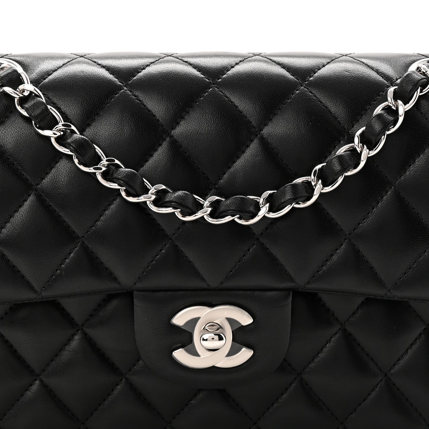 Lambskin Quilted Small Double Flap Black
