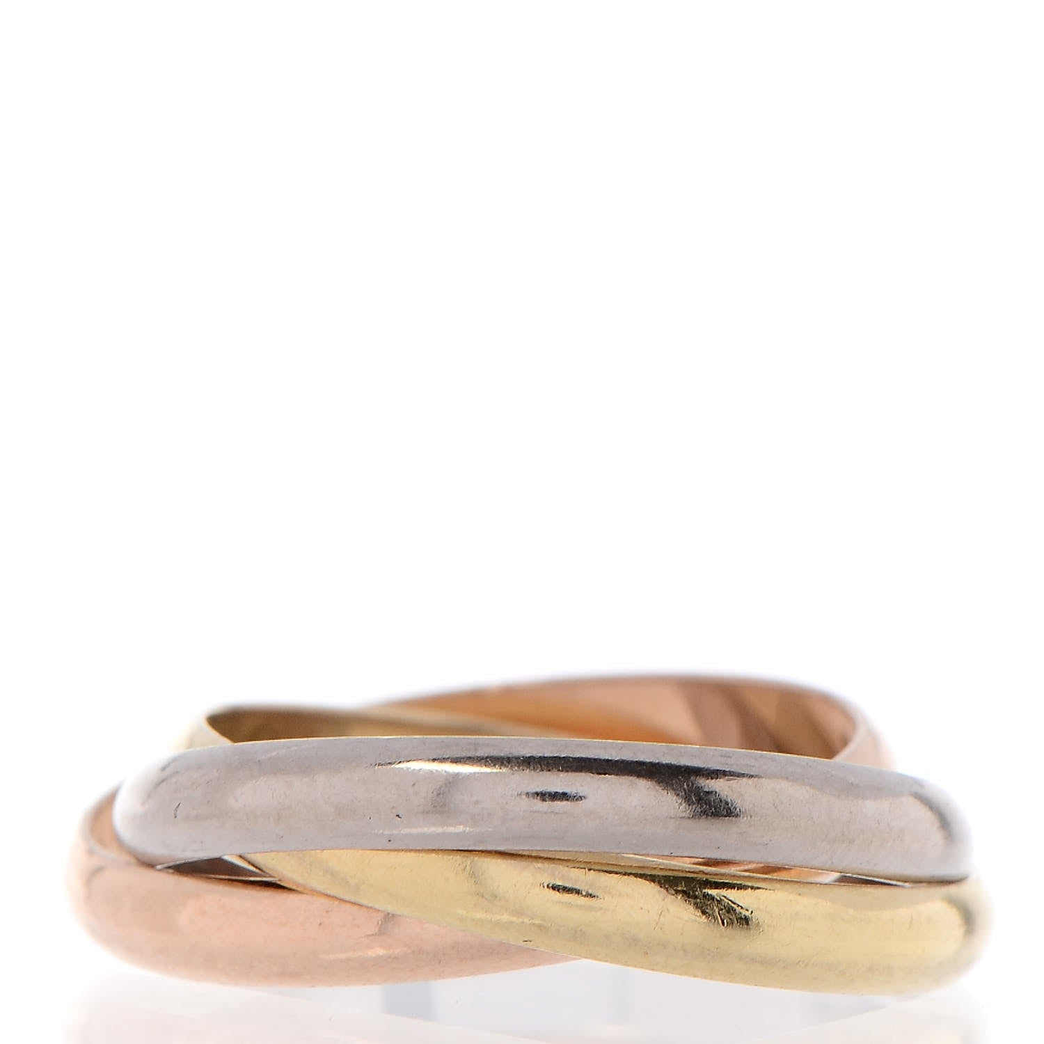 Cartier 18K Pink Yellow White Gold Small Trinity Ring 58 8.25 3 of 5