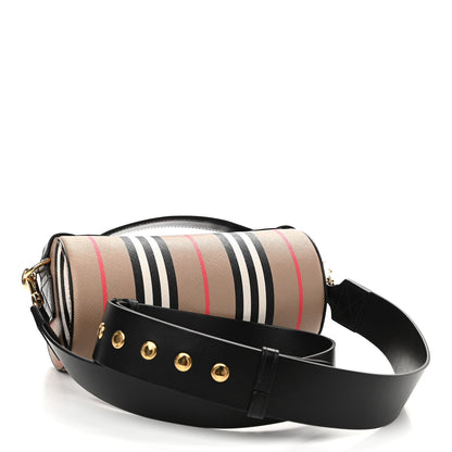 Burberry E-Canvas Calfskin Stripe Icon Barrel Bag Archive Beige 3 of 9
