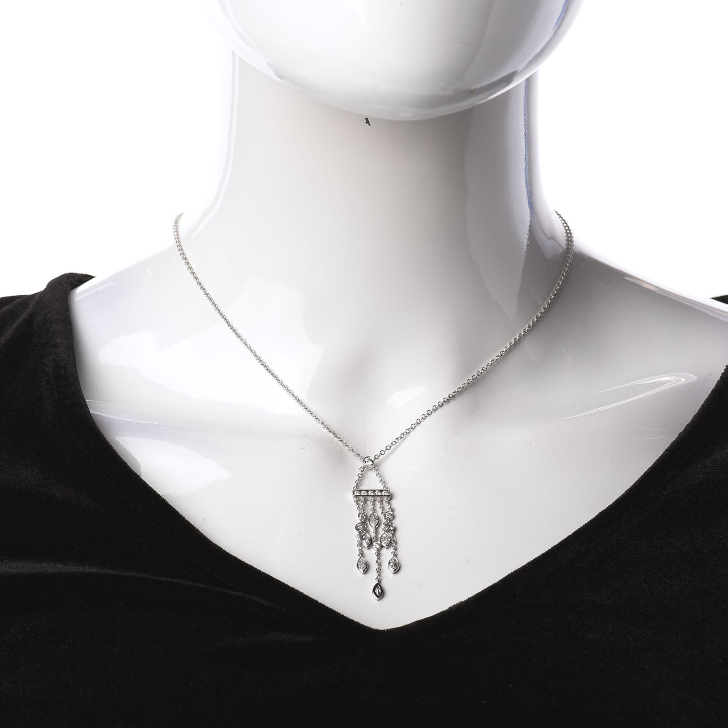 Platinum Diamond Swing Chandelier Pendant Necklace