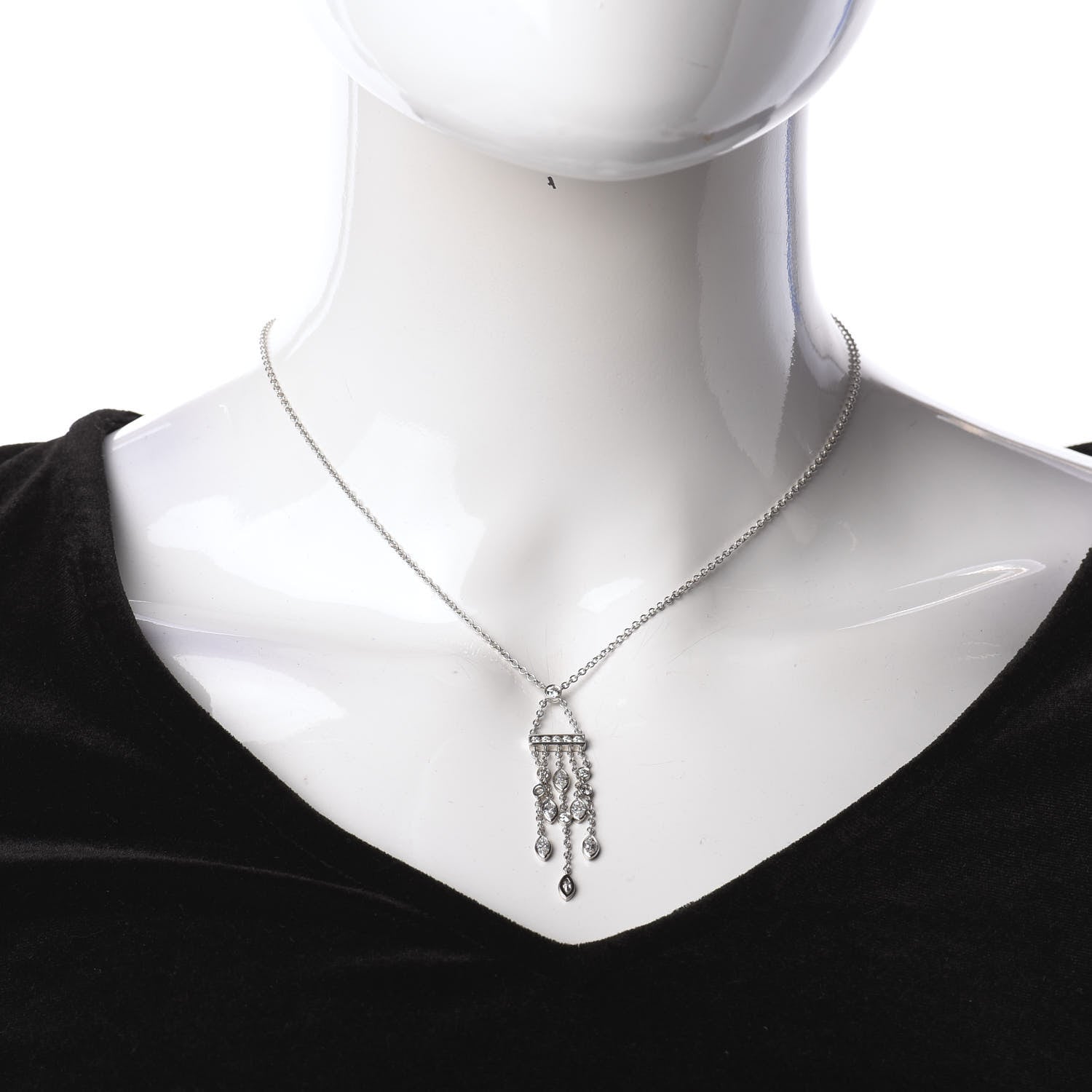 Tiffany Platinum Diamond Swing Chandelier Pendant Necklace 2 of 5