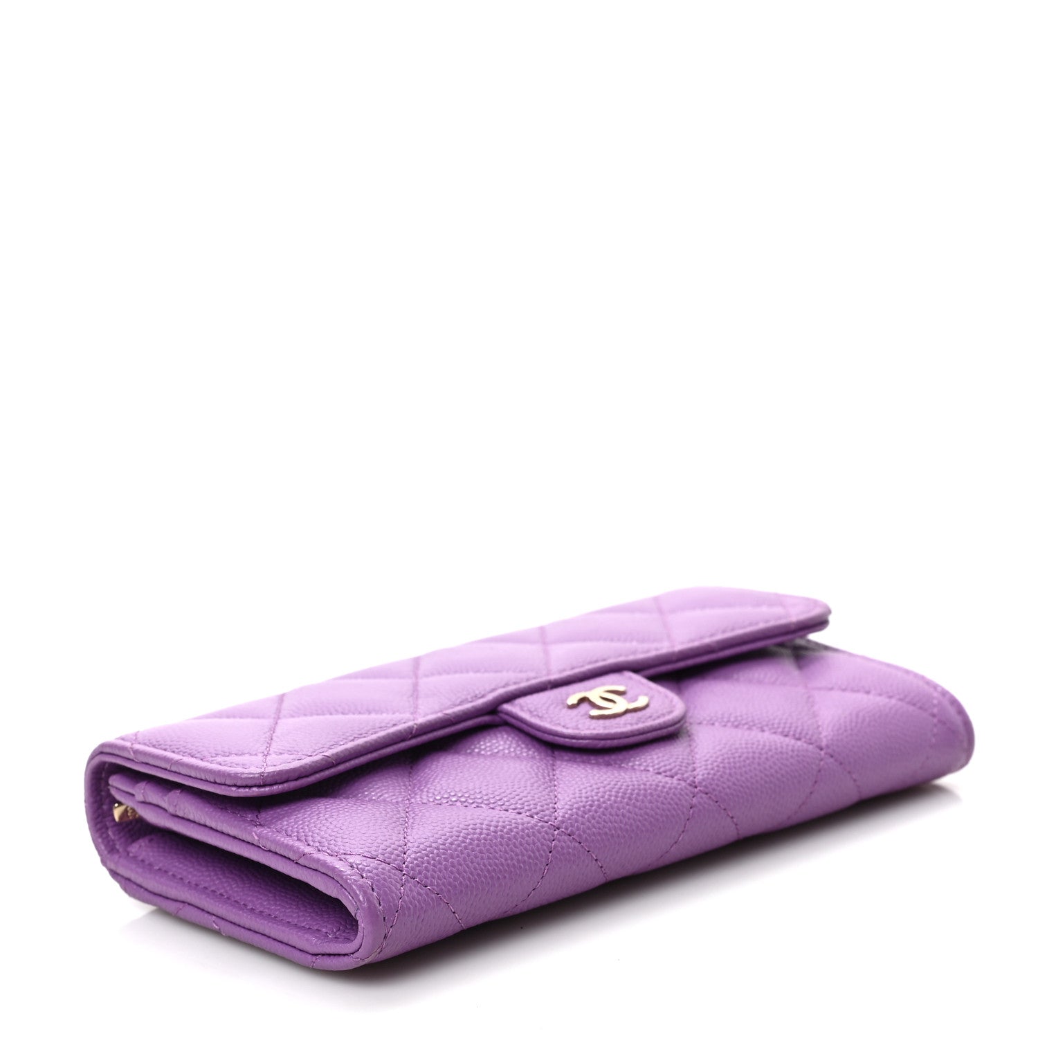 Chanel Caviar Quilted Medium Gusset Flap Wallet Purple 4 of 8