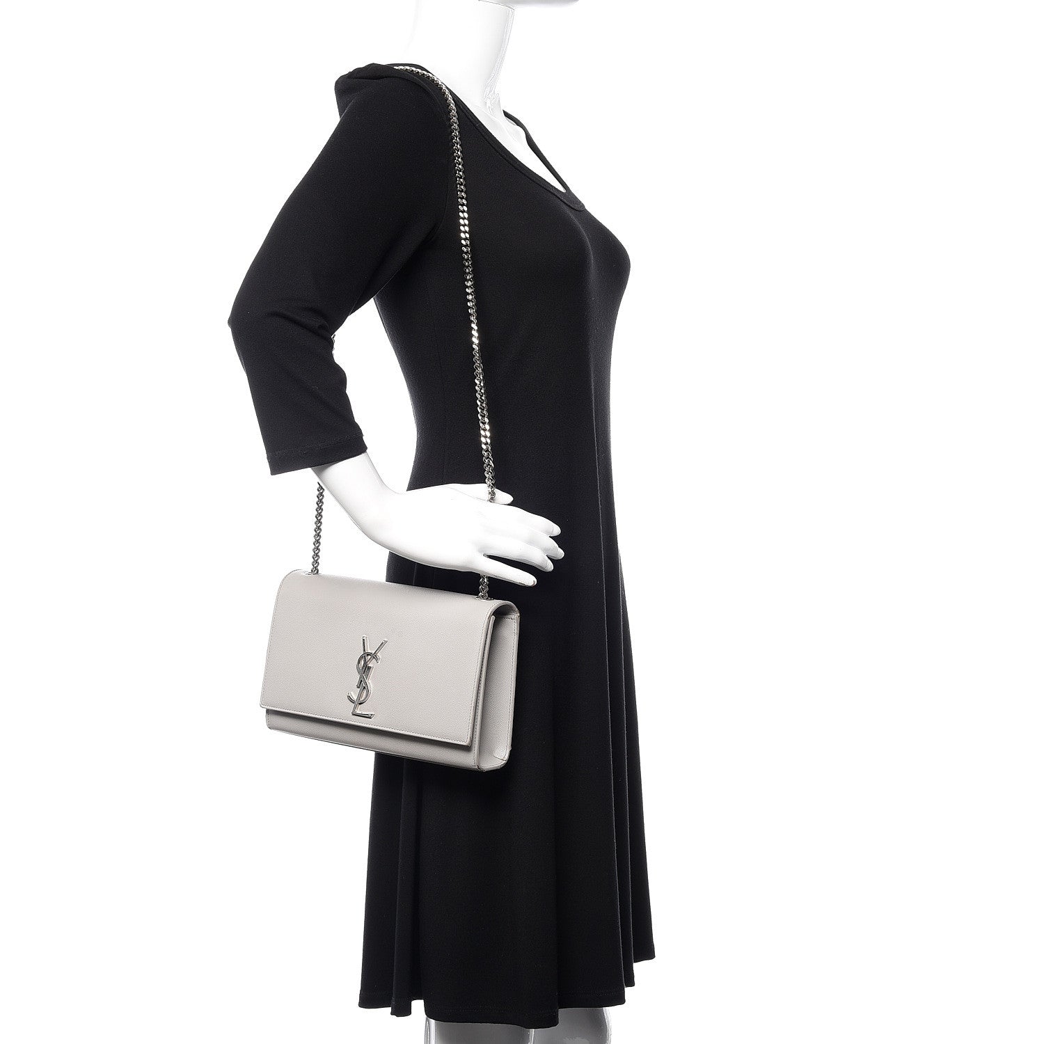 Saint Laurent Grain De Poudre Medium Classic Monogram Kate Satchel Souris 2 of 14